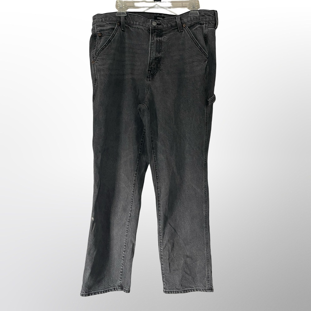 Express Men’s Loose Stretch Jeans Gray 36x32 Straight Fit Casual Denim